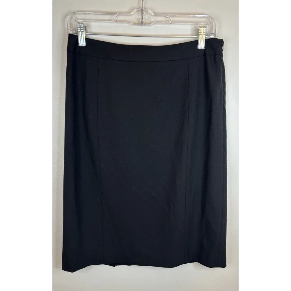 LAFAYETTE 148 Black Wool Blend Pencil Suit Skirt Women 6 Zip Classic Business
